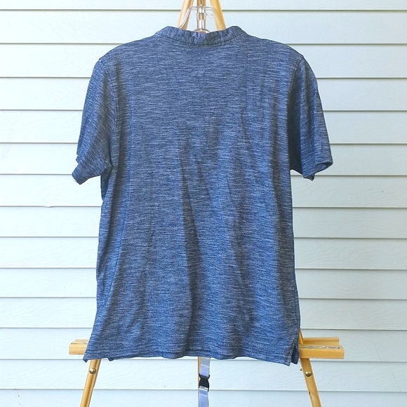 Knit Heritage Blue-Grey Collarless Button Up with Chest Pocket Size M - Picture 2 of 5